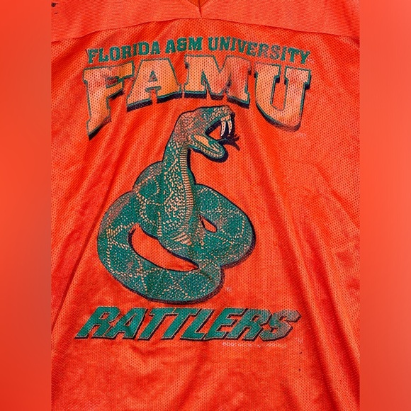 Vintage Famu Rattlers Florida A&M Football Jersey Sz XS Orange Russell Rare READ - Picture 3 of 16
